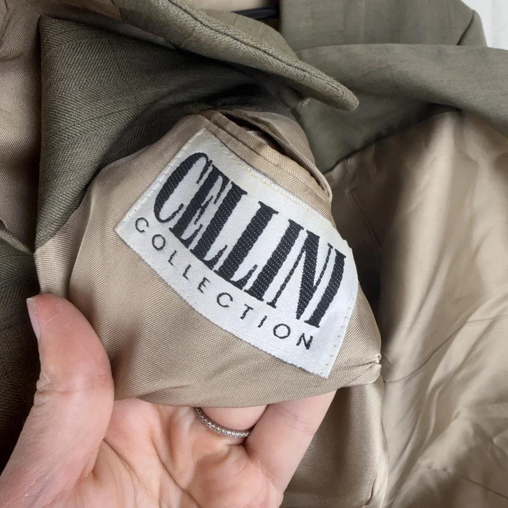 Cellini Collection Suit Jacket Mens 42 Green 2 Button Single Breasted Made USA